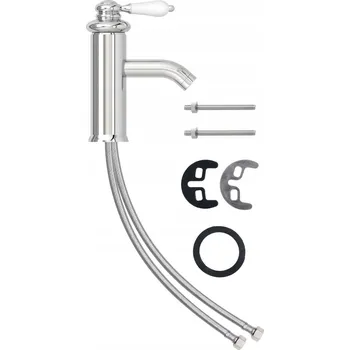 Vodovodní baterie Umyvadlová Baterie Chromovaná Mosazná 130x180mm, Flexibilní Hadice