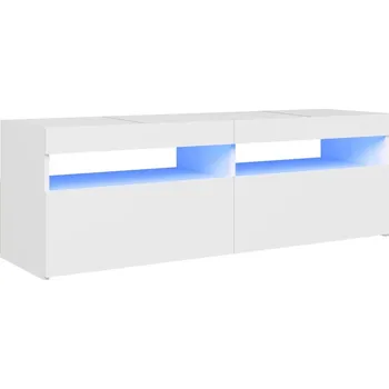 Televizní stolek TV stolek s RGB LED osvětlením, bílý, 120x35x40 cm