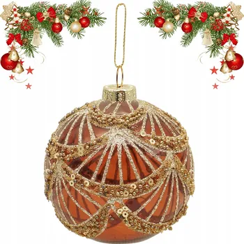 Vánoční dekorace VÁNOČNÍ KOULE SKLENĚNÁ DIANA 8CM HNĚDÁ OZDOBA ZÁVĚS NA STROMEČEK