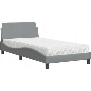 Postel Postel s pěnovou matrací, světle šedá, 218x105x74,5 cm, bílá matrace 100
