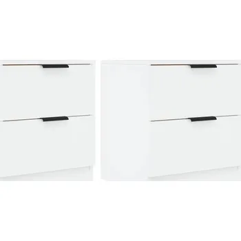 Noční stolek Noční stolek se 2 zásuvkami, bílý, 45 x 39 x 50 cm, materiál dřevo