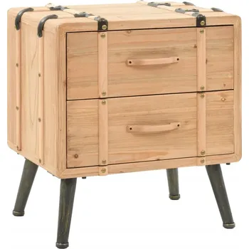 Noční stolek Dřevěný Noční Stolek Retro, Masivní Jedlové Dřevo, 50x35x57 cm, 2 Zásuvky