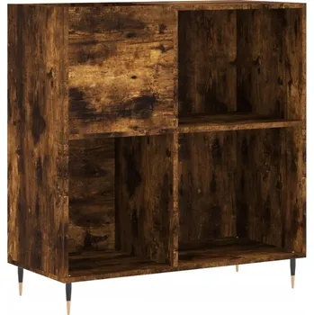 Komoda Skříňka na vinylové desky s železnýma nohama, kouřový dub, 84,5x38x89 cm