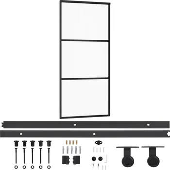 Interiérové dveře Posuvné dveře z čirého ESG skla a hliníkového rámu, 90x205 cm