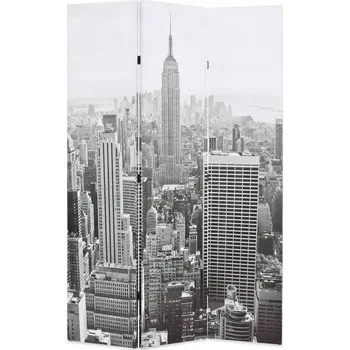 Paraván Paraván "Panorama New Yorku" 120 x 170 cm, černo-bílý, jedlové dřevo