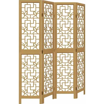 Paraván Paraván ze dřeva paulovnie, 4 panely, hnědý, 145 x 180 cm