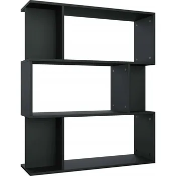 Knihovna Regál z dřevotřísky, 3+6 přihrádek, černý, 80x24x96 cm