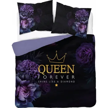 Povlečení Povlečení 220x200 Queen, květiny fialová černá
