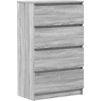 Komoda Minimalistická komoda šedá/dub Sonoma 60x35x98,5 cm se 4 zásuvkami