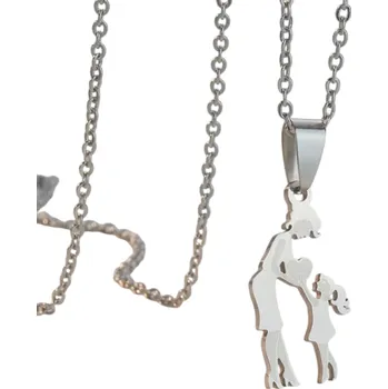 Náhrdelník Řetízek s přívěskem maminky a dcery Elegantní dámský náhrdelník z nerezové oceli Symbol mateřské lásky Stylový šperk dárek stříbrná