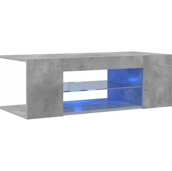 Televizní stolek TV stolek s RGB LED osvětlením, Materiál na bázi dřeva, 90x39x30 cm, Černý