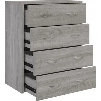 Komoda Komoda se 4 zásuvkami, dřevotříska, šedý dub Sonoma, 60x30,5x71 cm