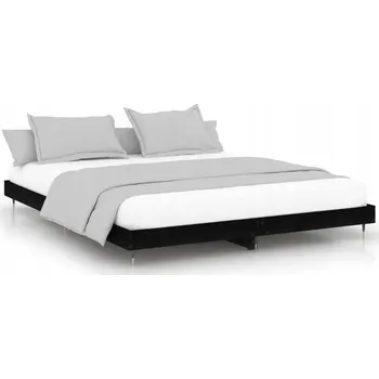 Postel Rám postele černý 203 x 203 x 20 cm, materiál dřevotříska a kov
