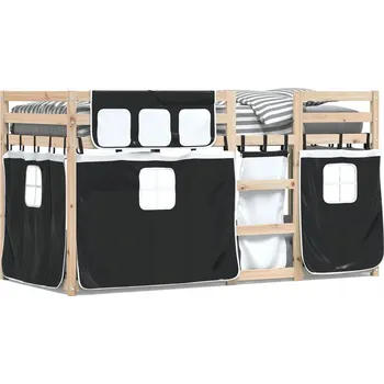 Postel Dřevěná patrová postel z borovice 195,5 x 80,5 x 112 cm bílo-černá