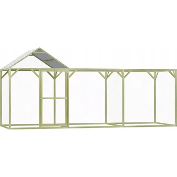 Dřevěná klec pro drůbež 4,5x1,5x2 m zeleno-stříbrná