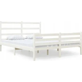 Postel Bílý rám postele z masivního borovicového dřeva 195,5 x 126 x 100 cm