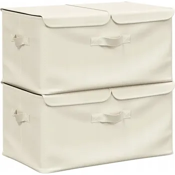 Úložný box Úložné boxy se 2 přihrádkami, skládací, krémové 50x30x25 cm