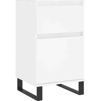 Noční stolek Noční Stolek Bílý s železnýma nohama 40 x 35 x 70 cm