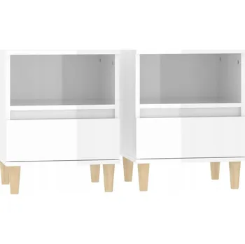 Noční stolek Elegantní noční stolky z eukalyptového dřeva, bílé, 40x35x50 cm