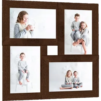 Obraz Rámeček na koláž fotografií pro 4 fotografie 13x18 cm, tmavě hnědý, MDF/PS