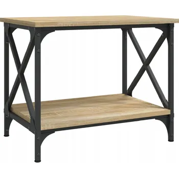 Konferenční stolek Industriální odkládací stolek dub Sonoma s poličkou 55x38x45 cm