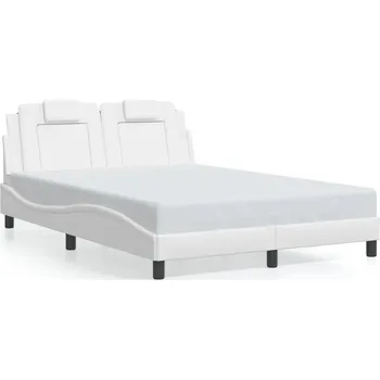 Postel Bílý rám postele s čelem 218 x 125 x 74,5 cm, umělá kůže
