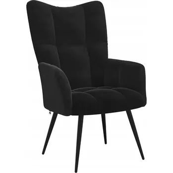 Křeslo Křeslo Prošívané v Moderním Stylu, Samet Černé, 61x70x96,5 cm