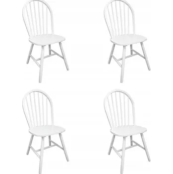 Sada 4 dřevěných židlí s opěradlem, bílé, 46,5x52x94 cm