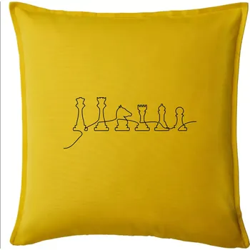 Polštář Šachové figurky v řadě - obrys - Polštář 50x50 - 50x50 - Pouze potah ( Žlutá )