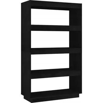 regál Dřevěný Borovicový Regál Černý 80x35x135 cm