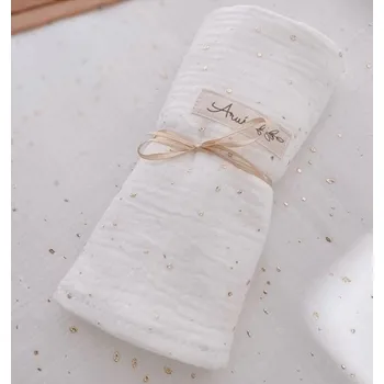 látková plena Ar-s Mušelínová plenka - bílá/zlatá