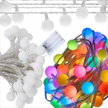 Vánoční dekorace VÁNOČNÍ SVĚTÝLKA KULIČKY DEKORACE ŘETĚZ LED 20 KULIČEK NA STROMEČEK OZDOBA