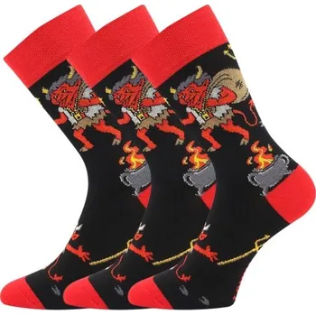 Pánské ponožky Lonka® Ponožky unisex mikulášské TREPIFAJXL s obrázky ČERTŮ (3 páry) Barva: Mikulášské, Velikost: 35-38 (23-25)