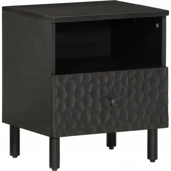 Noční stolek Elegantní noční stolek z masivního mangového dřeva, černý, 40x33x46 cm