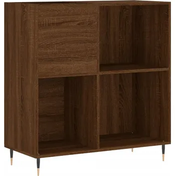 Komoda Skříňka na vinylové desky s železnýma nohama, hnědý dub, 84,5x38x89 cm