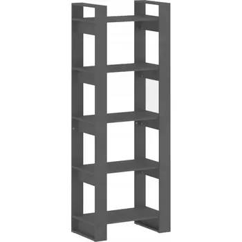 Knihovna Regál na knihy / dělicí stěna z masivního borovicového dřeva, 60x35x160 cm, šedý