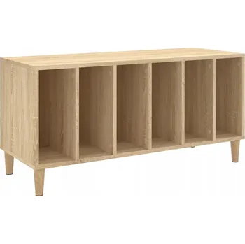 Komoda Skříňka na vinylové desky s dřevěnýma nohama, dub sonoma, 100x38x48 cm