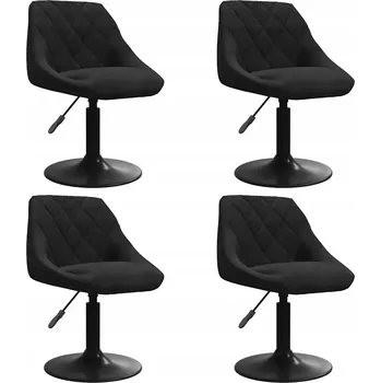 Jídelní židle Otočné jídelní židle ze sametu a oceli, černé, 46x44x(62,5-77,5) cm