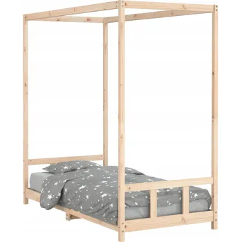 Dětská postel Dětská dřevěná postel domeček, masivní borovicové dřevo, 195,5x95,5x190 cm