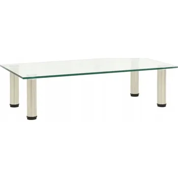 Televizní stolek TV stolek z tvrzeného skla a nerezové oceli, 60x35x17 cm, průhledný