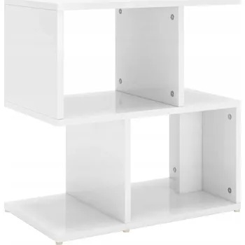 Noční stolek Elegantní noční stolek s otevřenými přihrádkami, bílý lesk, 50x30x51,5 cm