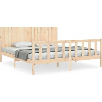 Postel Dřevěná borovicová postel 205,5 x 185,5 x 100 cm, neošetřená, s čelem