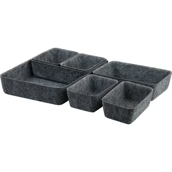 Příborník do zásuvky KESPER Sada organizérů do zásuvky, umělá plsť šedá