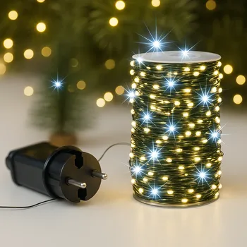 Vánoční dekorace Nano LED vánoční řetěz venkovní 2000 led / 200 m s flash efektem a časovačem bílá studená s bílá studená flash