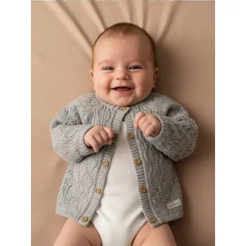 Pánské oblečení Sinsay - Bavlněný svetr se zapínáním na knoflíky - šedá - 311FX-09M - 311FX-09M-56