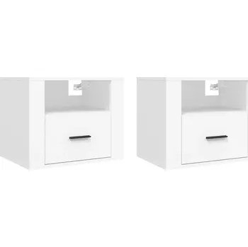 Noční stolek Závěsný Noční Stolek z Dřevotřísky, Bílý 50x36x40 cm