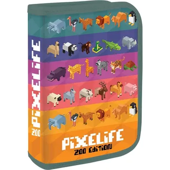 Penál Prázdný penál Junior Pixelife Zoo Edition – 1 patro, dvě chlopně