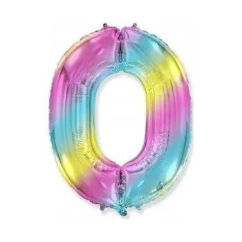 Balónek Balón číslice 0 pastelové Ombre nula 85 cm Narozeniny