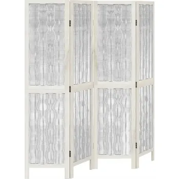 Paraván Paraván z vrbových větví a dřeva Paulownia, bílý, 140-145 x 160 cm