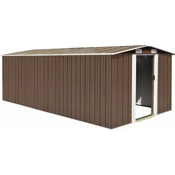 Zahradní domek Zahradní domek z pozinkované oceli, hnědý, 257x489x181 cm